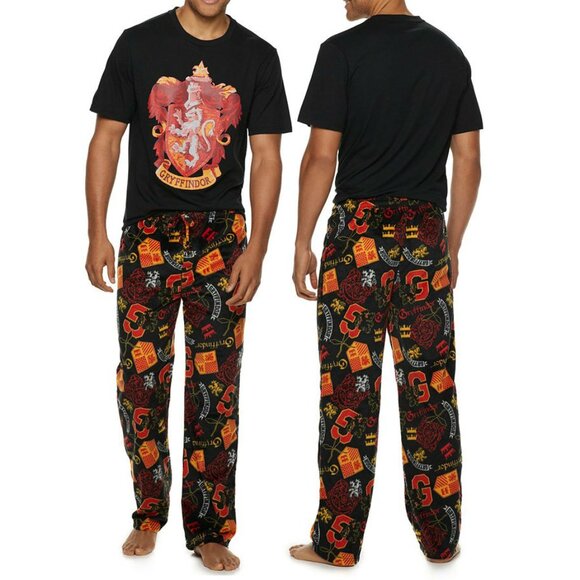 New! Harry Potter Gryffindor 2-pc Pajama Set Fleece Pants & T-Shirt Top - Picture 1 of 3